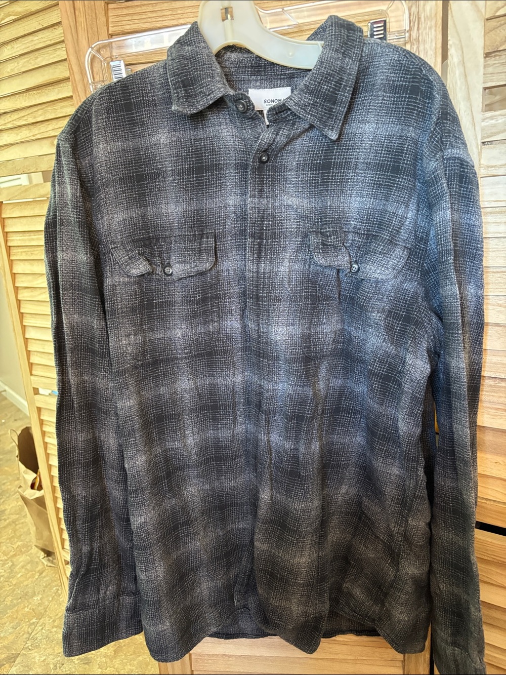 Sonoma Black & Gray Plaid Long-Sleeve Shirt Large
